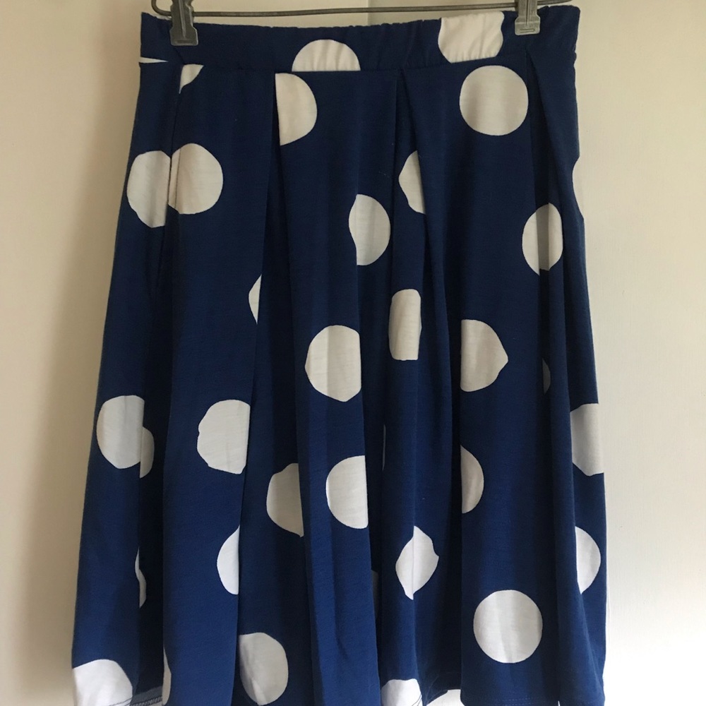 Blue and white polka dot LulaRoe Madison Skirt